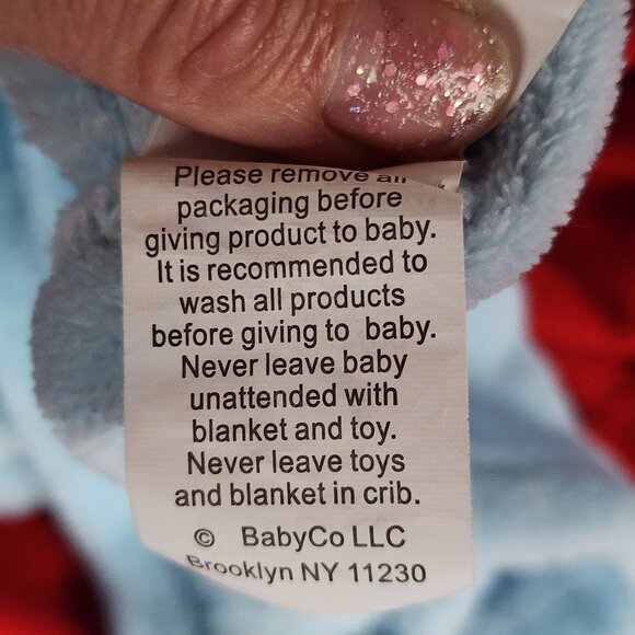 BabyCo LLC Angel Dear Blue Napping Polyester 15"x15" Elephant Baby Blanket - Picture 7 of 16